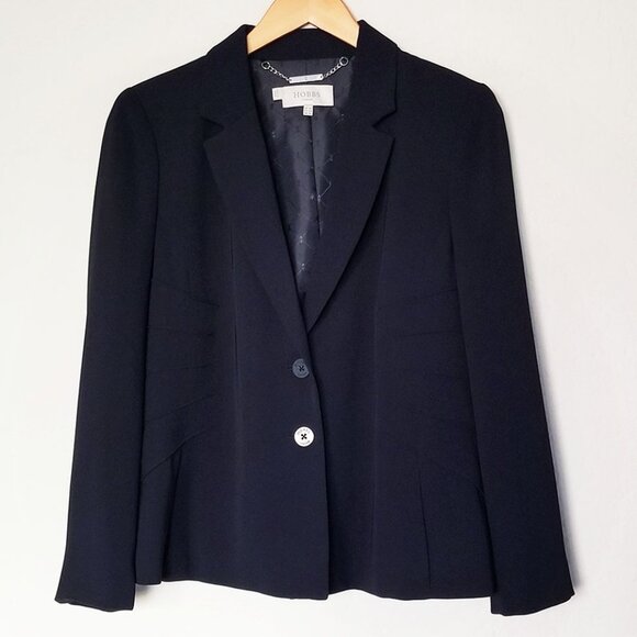 Hobbs London Single Breasted Two Button Darted Pintuck Pleats Blazer Jacket 10 - Picture 2 of 16